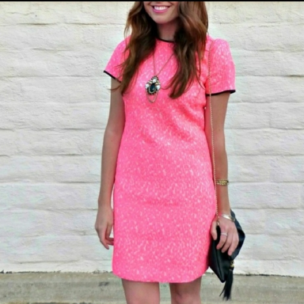 Banana Republic | Neon Pink Textured Leopard Dress